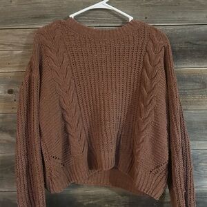 Cozy Brown Cable Knit Sweater